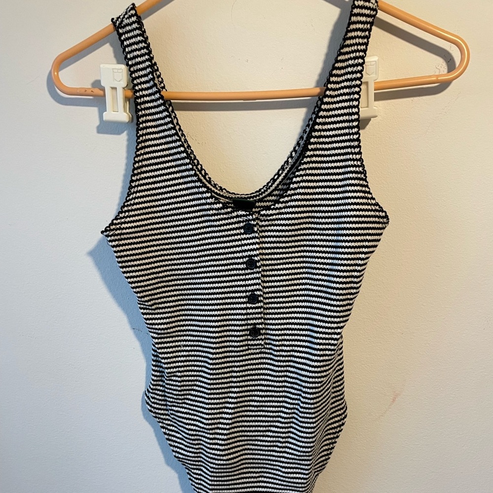 Black and white stripped tank top body suit from target!